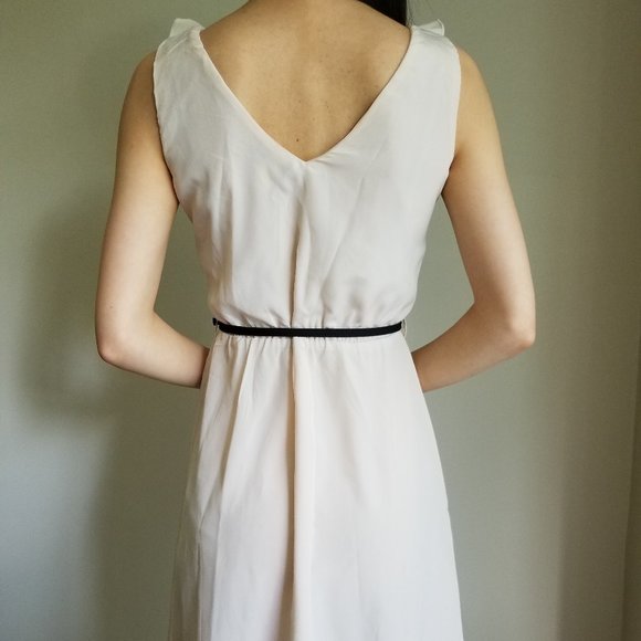 Cream Frilled Summer Dress with or without Belt - Picture 3 of 4
